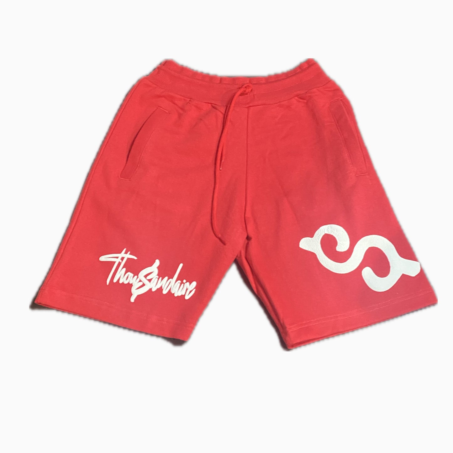 Red and white Thowsandaire Shorts