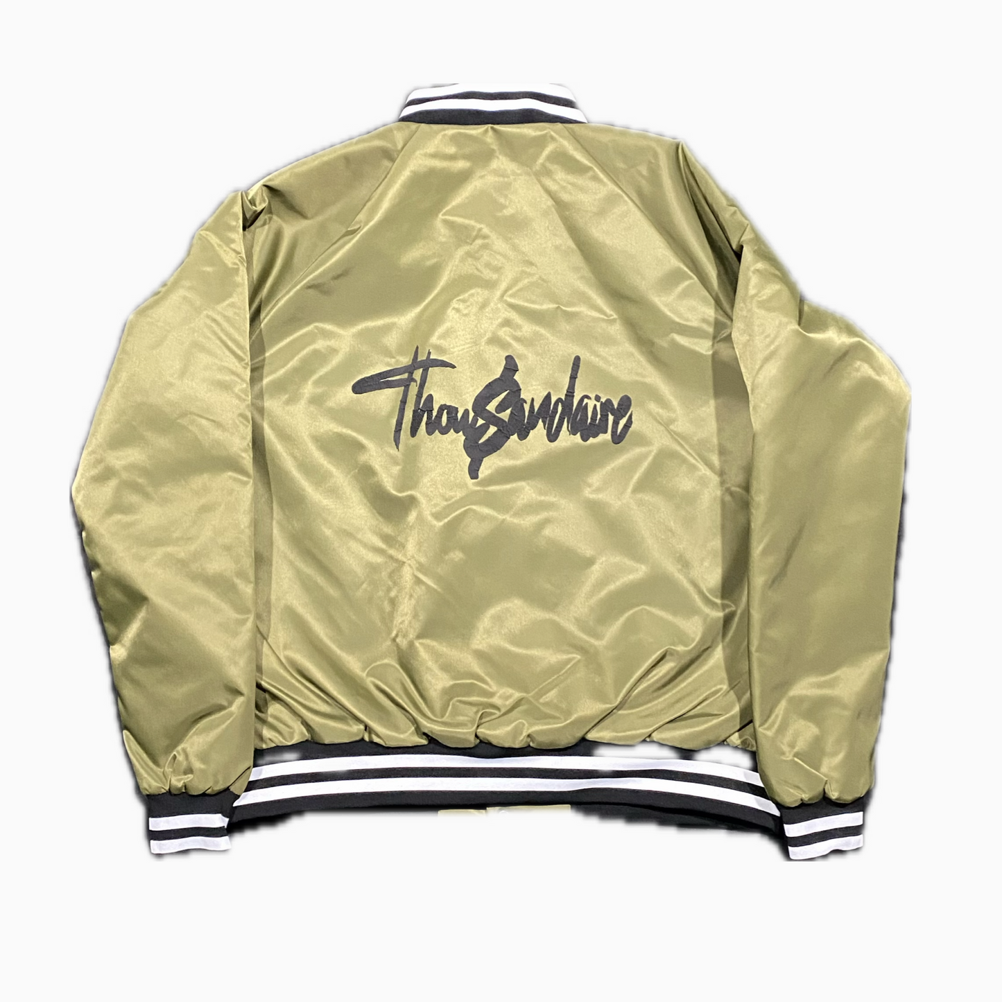 Thowsandaire olive green, and black varsity jacket