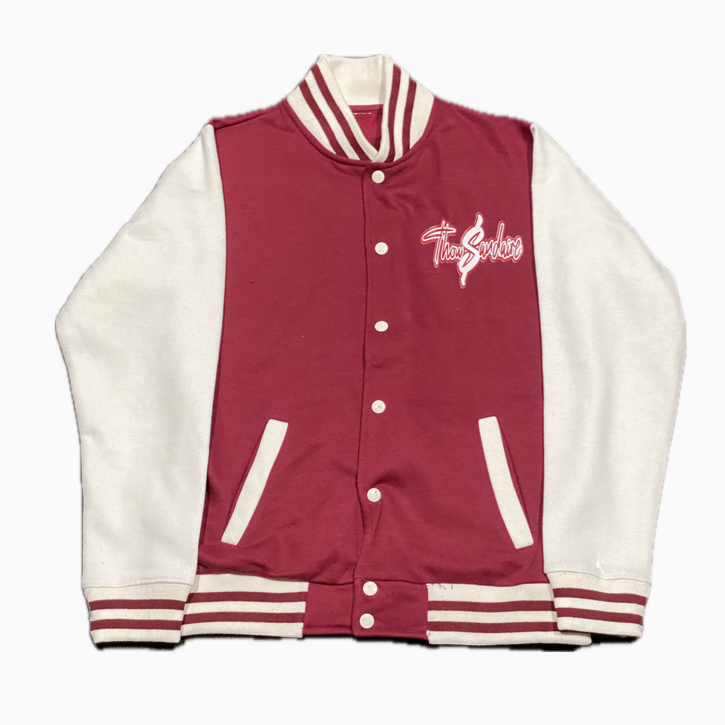 Thowsandaire Red and White varsity Jacket