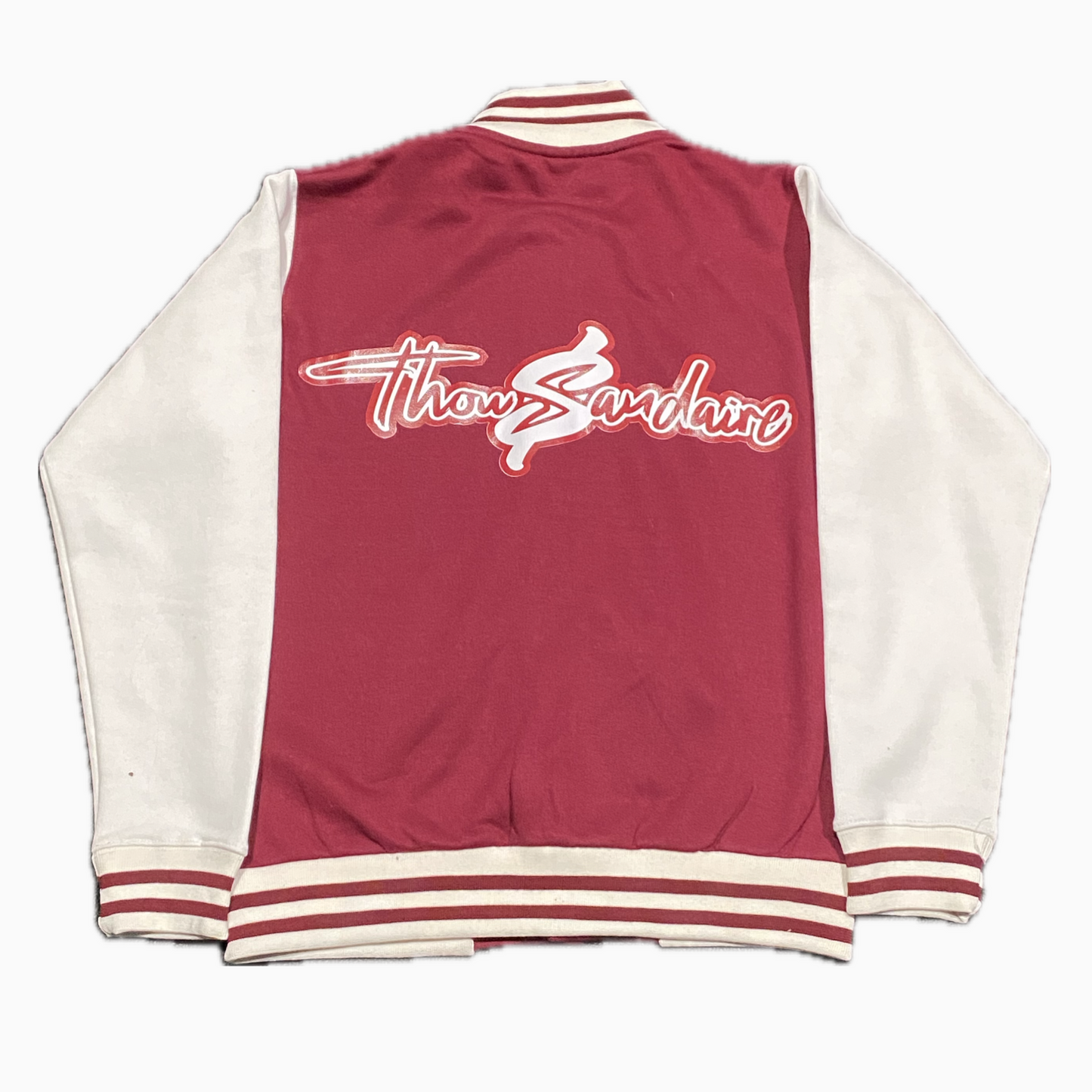 Thowsandaire Red and White varsity Jacket